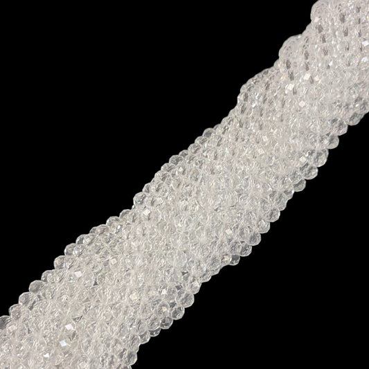 Crystal Faceted Rondelle Clear (No AB), 2mm 4mm 6mm 8mm