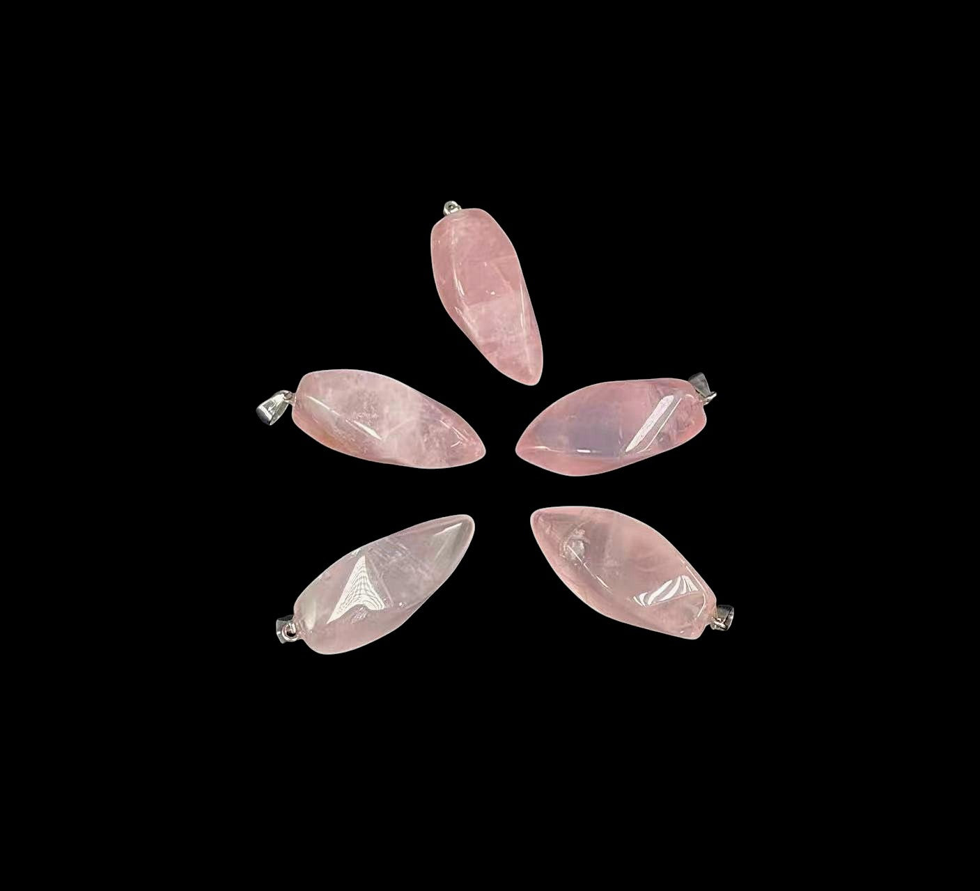 Rose Quartz, Twisted Point Pendant (1pc) 14-16mm x 38-40mm