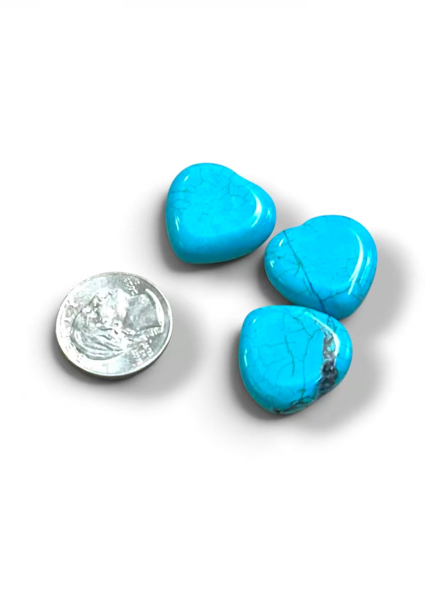 Half Drilled Turquoise (Dyed Magnesite), Heart Shape (1pc)