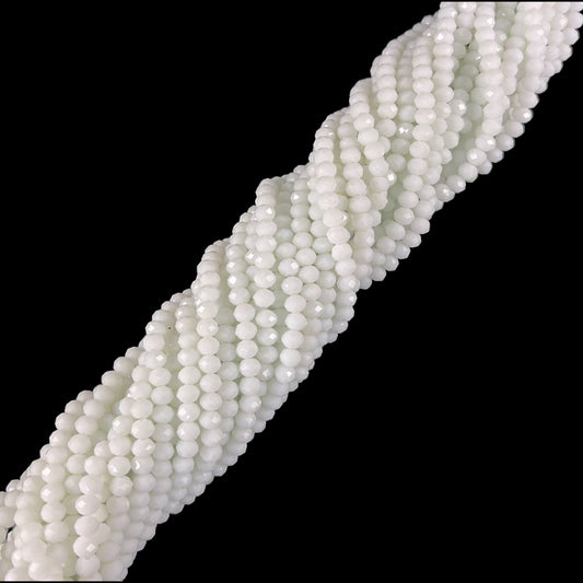 Crystal Faceted Rondelle White Alabaster, 2mm 4mm 6mm 8mm