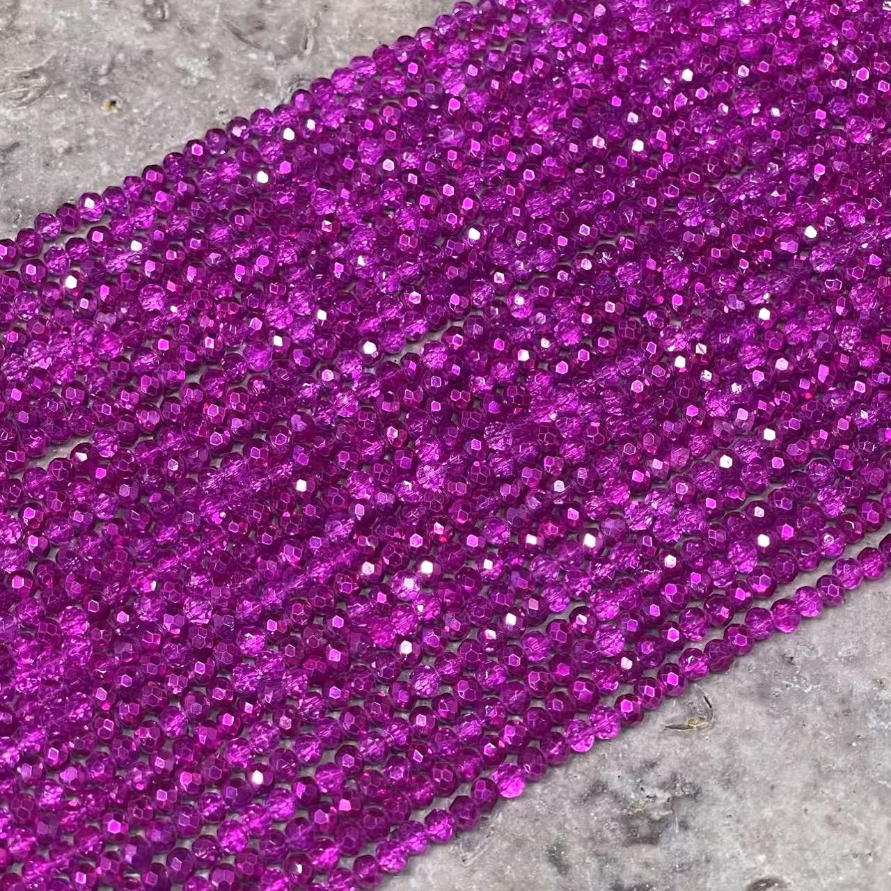 Crystal Faceted Rondelle Fuchsia & Metallic, 2mm 4mm 6mm 8mm