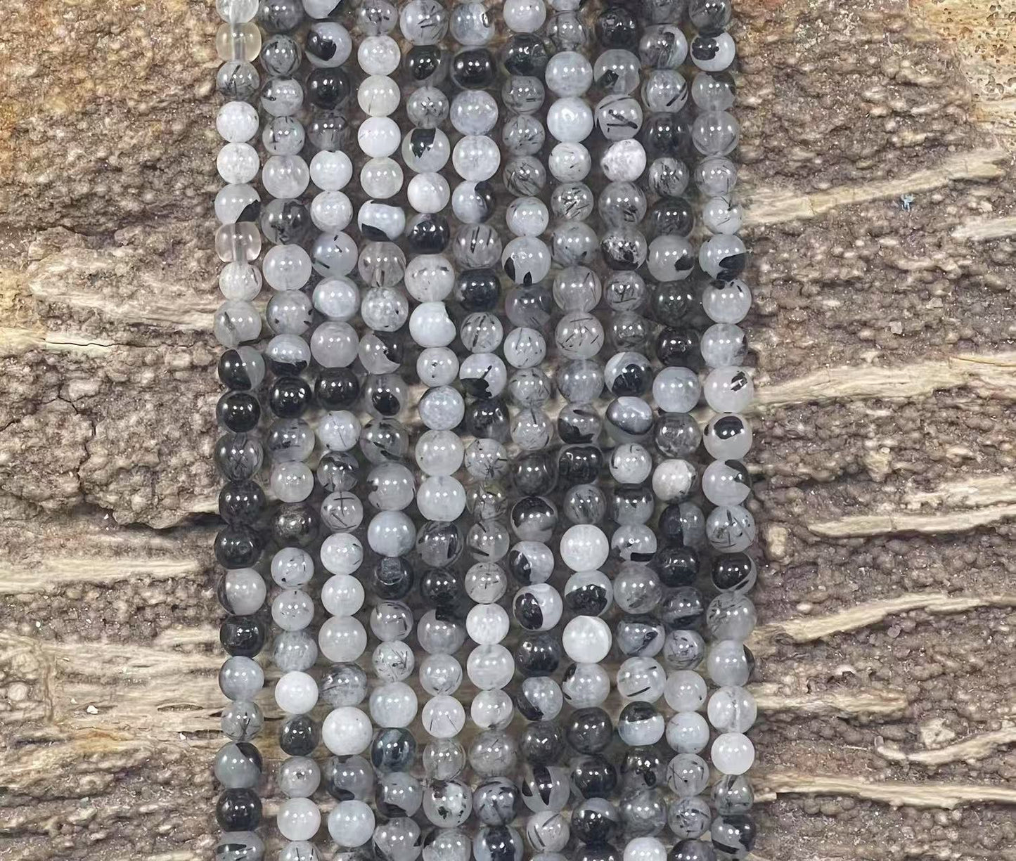 Black Rutilated Quartz aka tourmalated quartz Round