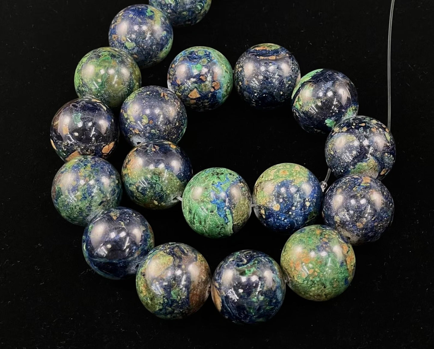 Azurite w/ Malachite, AAA Grade, Rare Size Round 20mm