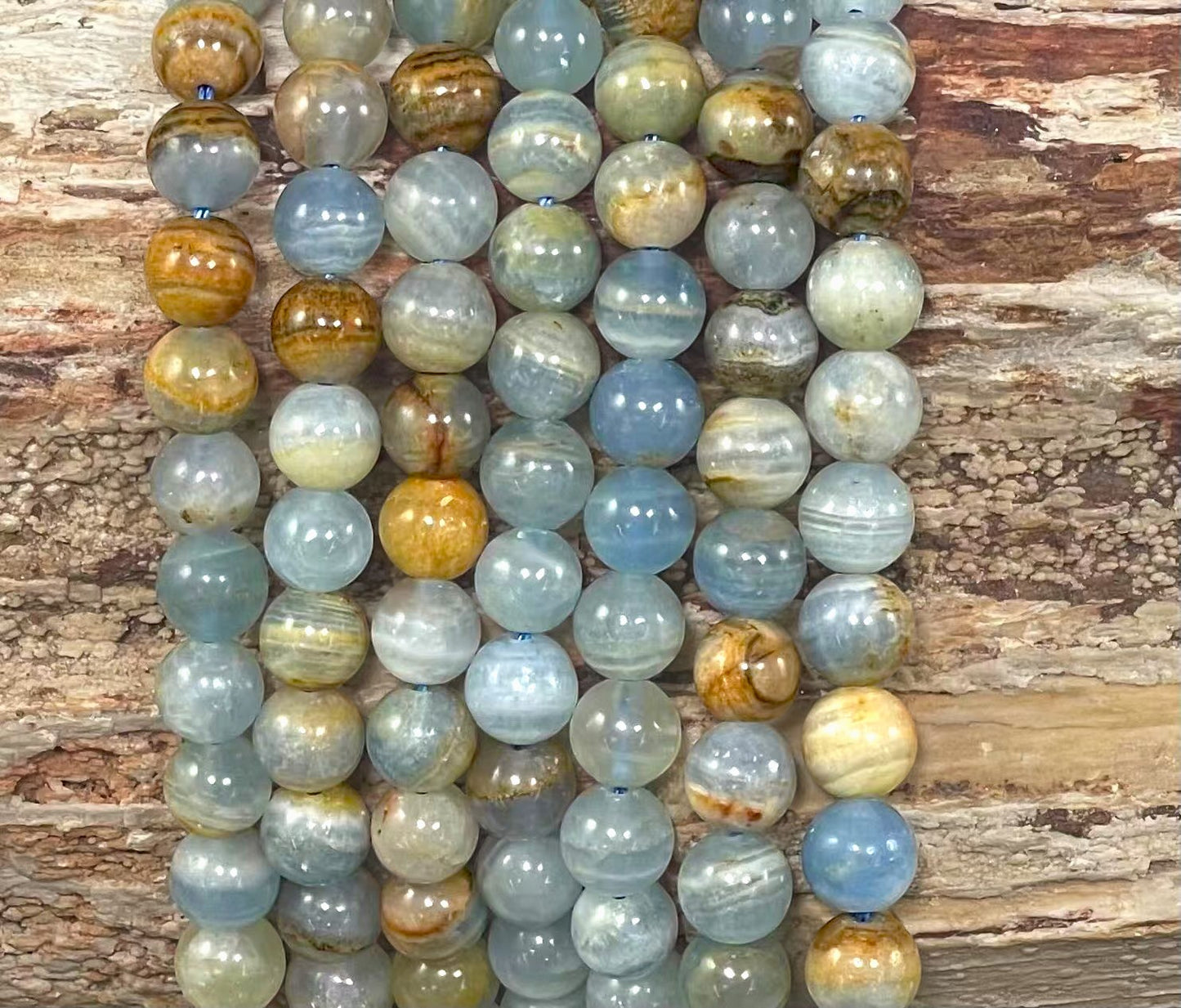 Lemurian Aquatine aka Blue Onyx Calcite, Round