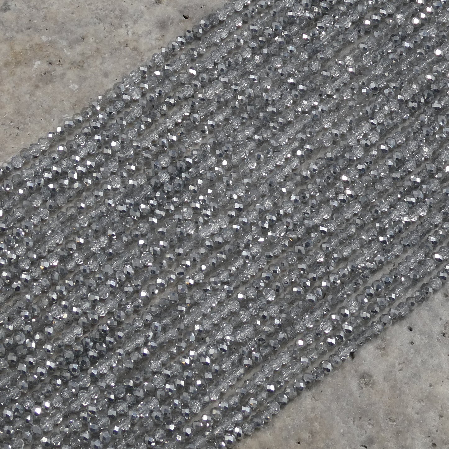 Crystal Rondelle Black Diamond & Metallic Silver, 2mm 4mm 6mm 8mm