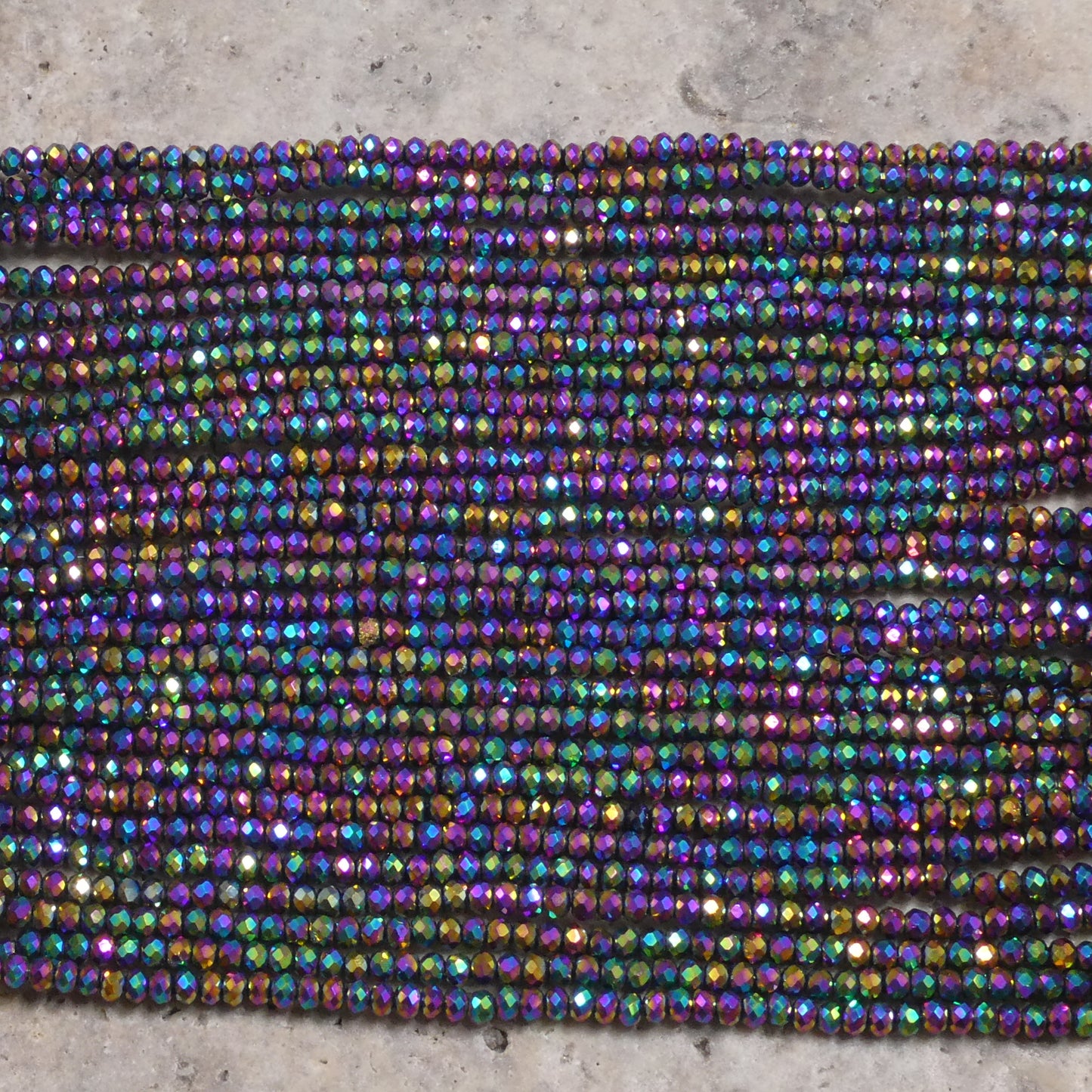 Crystal Faceted Rondelle Metallic Rainbow, 2mm 4mm 6mm 8mm