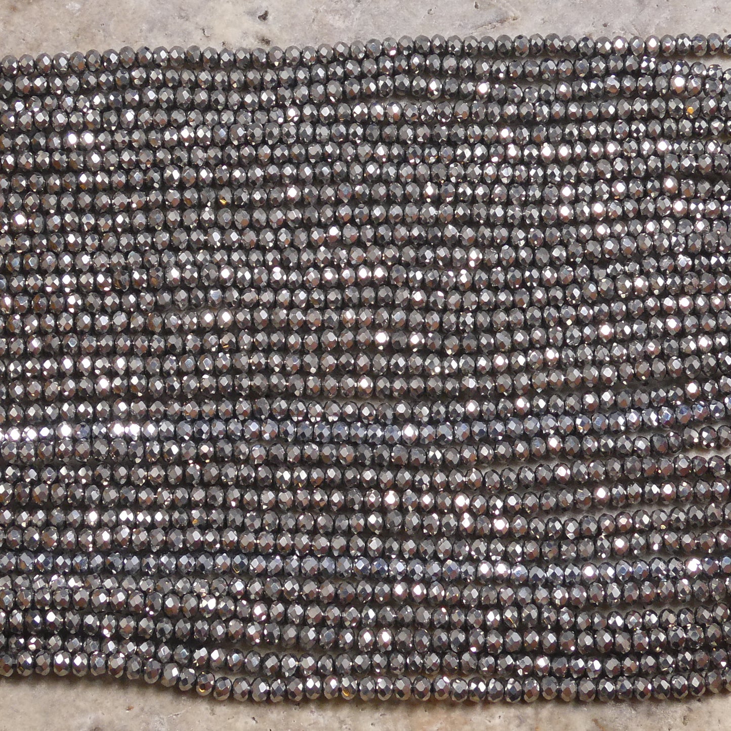 Crystal Faceted Rondelle Metallic Silver, 2mm 4mm 6mm 8mm
