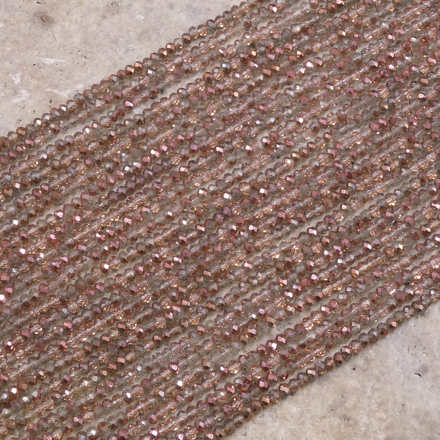Crystal Faceted Rondelle Rose Gold AB, 2mm 4mm 6mm 8mm