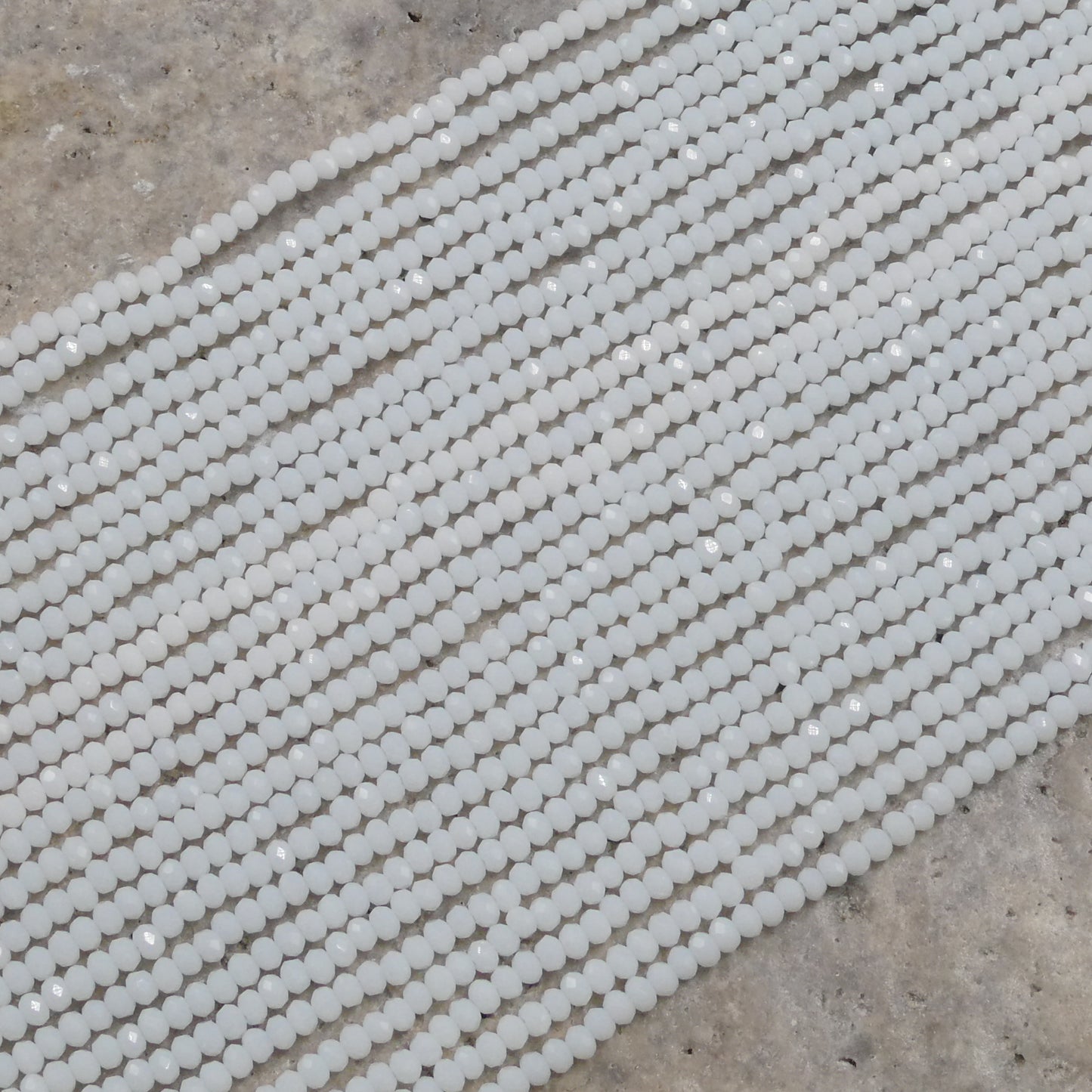 Crystal Faceted Rondelle White Alabaster, 2mm 4mm 6mm 8mm