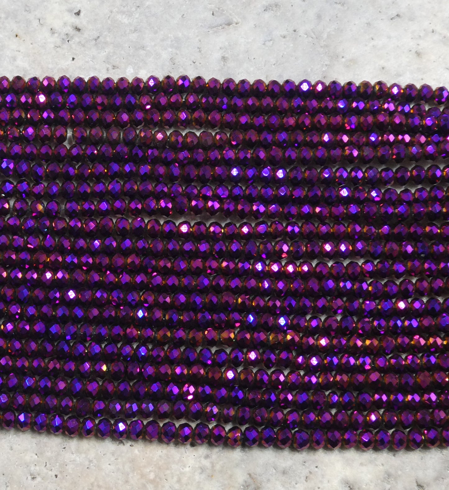 Crystal Faceted Rondelle Metallic Purple, 2mm 4mm 6mm 8mm