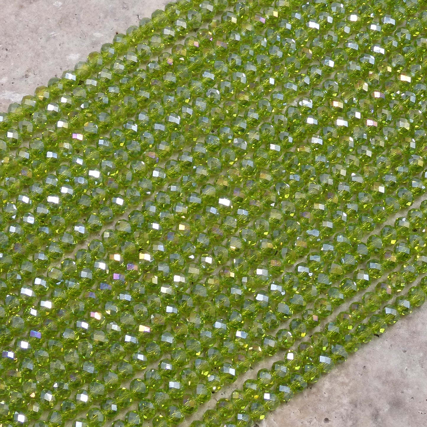 Crystal Faceted Rondelle Olivine Green AB, 2mm 4mm 6mm 8mm