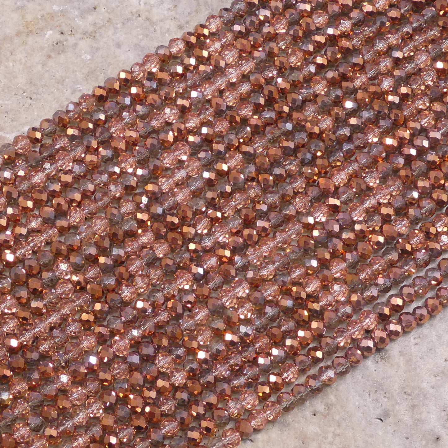 Crystal Faceted Rondelle Rose Gold AB, 2mm 4mm 6mm 8mm