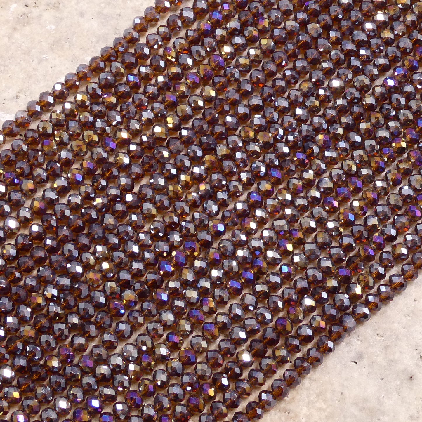 Crystal Rondelle Smoked Topaz AB, 2mm 4mm 6mm 8mm