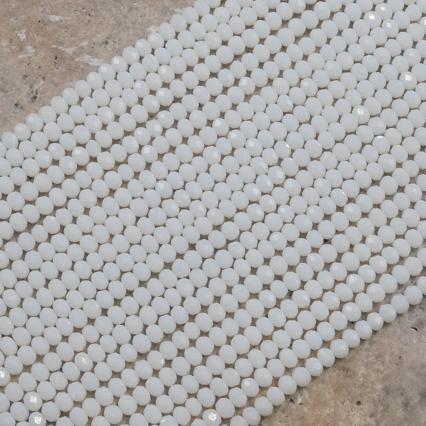 Crystal Faceted Rondelle White Alabaster, 2mm 4mm 6mm 8mm