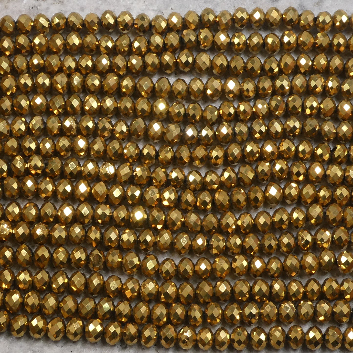 Crystal Faceted Rondelle Metallic Gold, 2mm 4mm 6mm 8mm