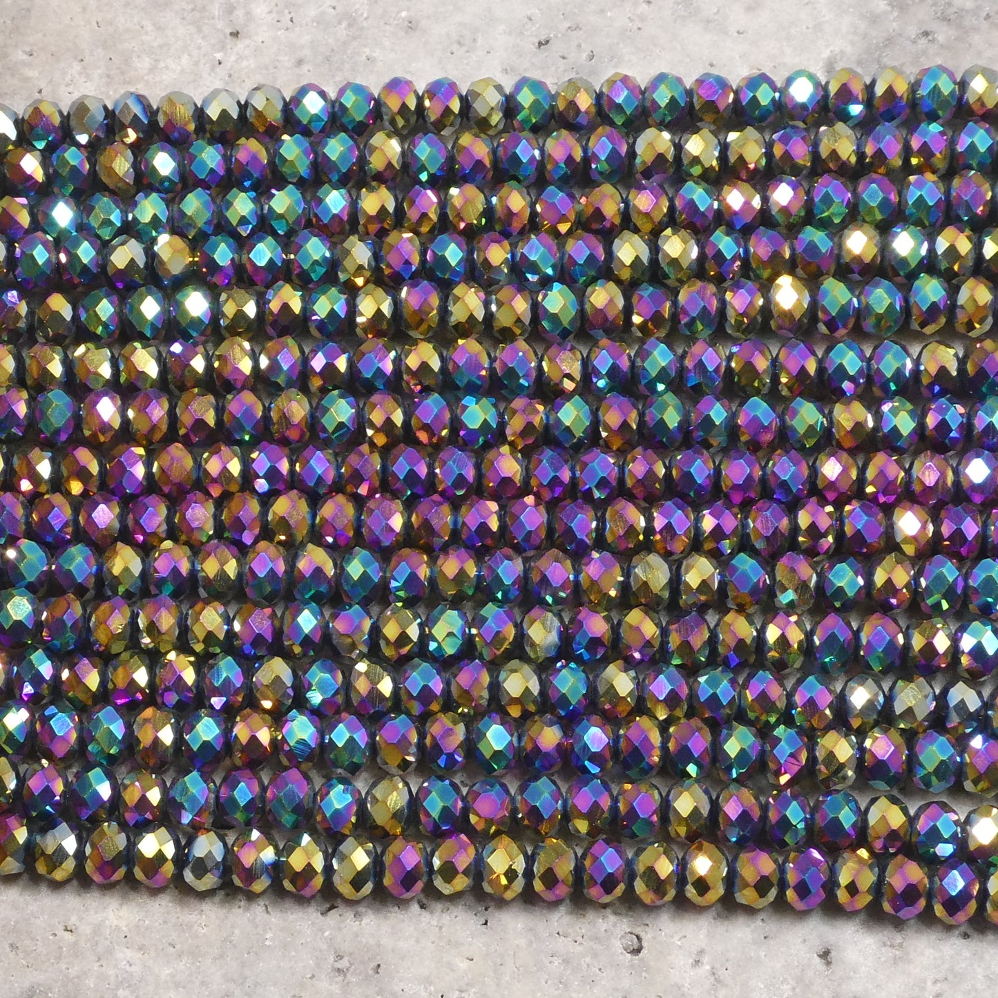 Crystal Faceted Rondelle Metallic Rainbow, 2mm 4mm 6mm 8mm