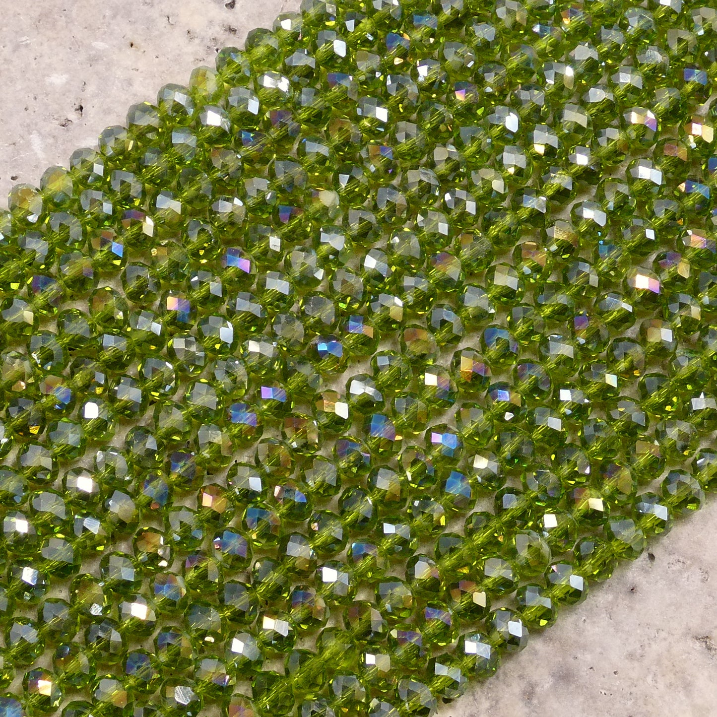 Crystal Faceted Rondelle Olivine Green AB, 2mm 4mm 6mm 8mm