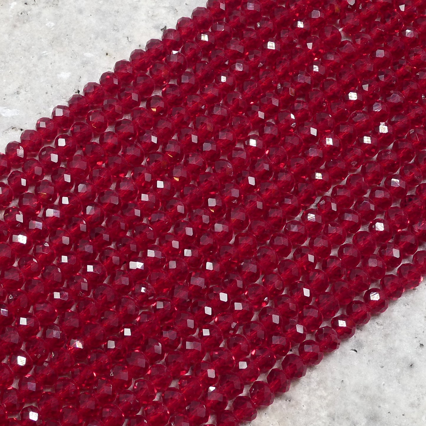Crystal Faceted Rondelle Ruby Red, 2mm 4mm 6mm 8mm