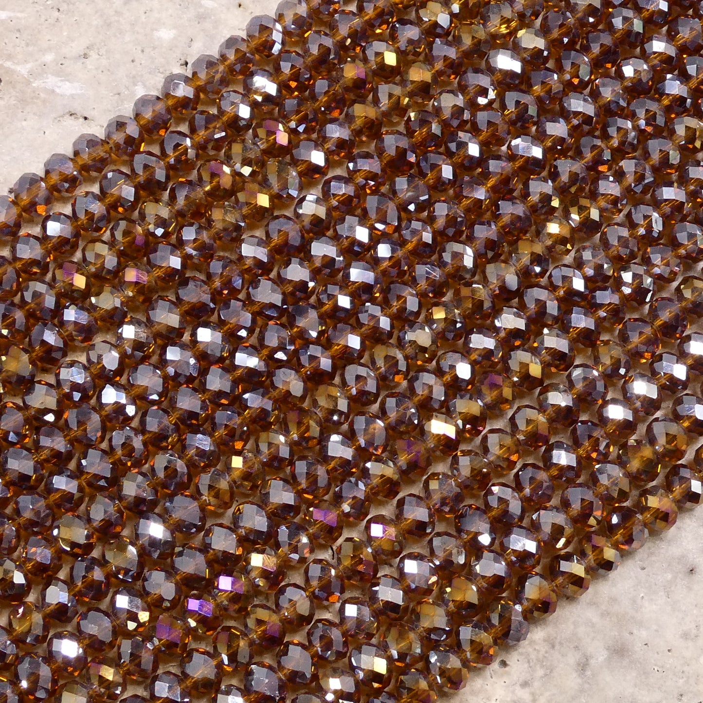 Crystal Rondelle Smoked Topaz AB, 2mm 4mm 6mm 8mm