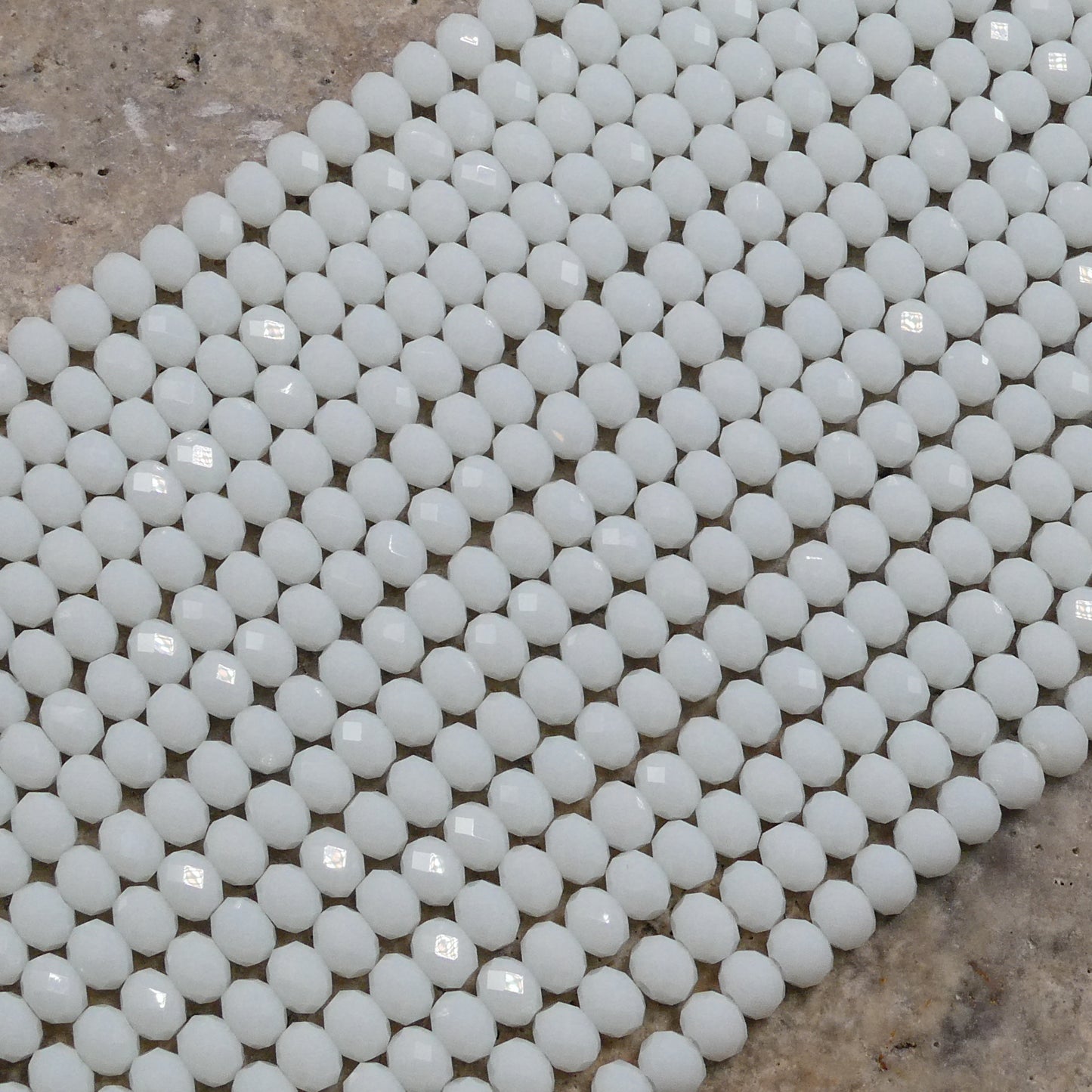 Crystal Faceted Rondelle White Alabaster, 2mm 4mm 6mm 8mm