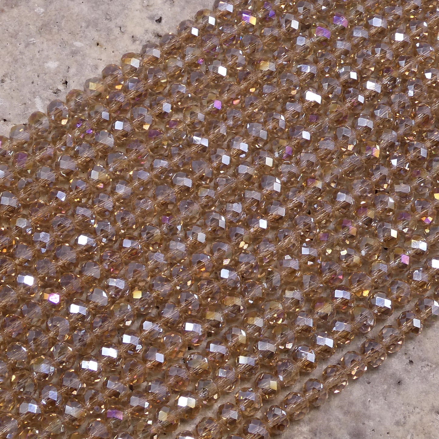 Crystal Faceted Rondelle Light Smoked Topaz AB, 2mm 4mm 6mm 8mm