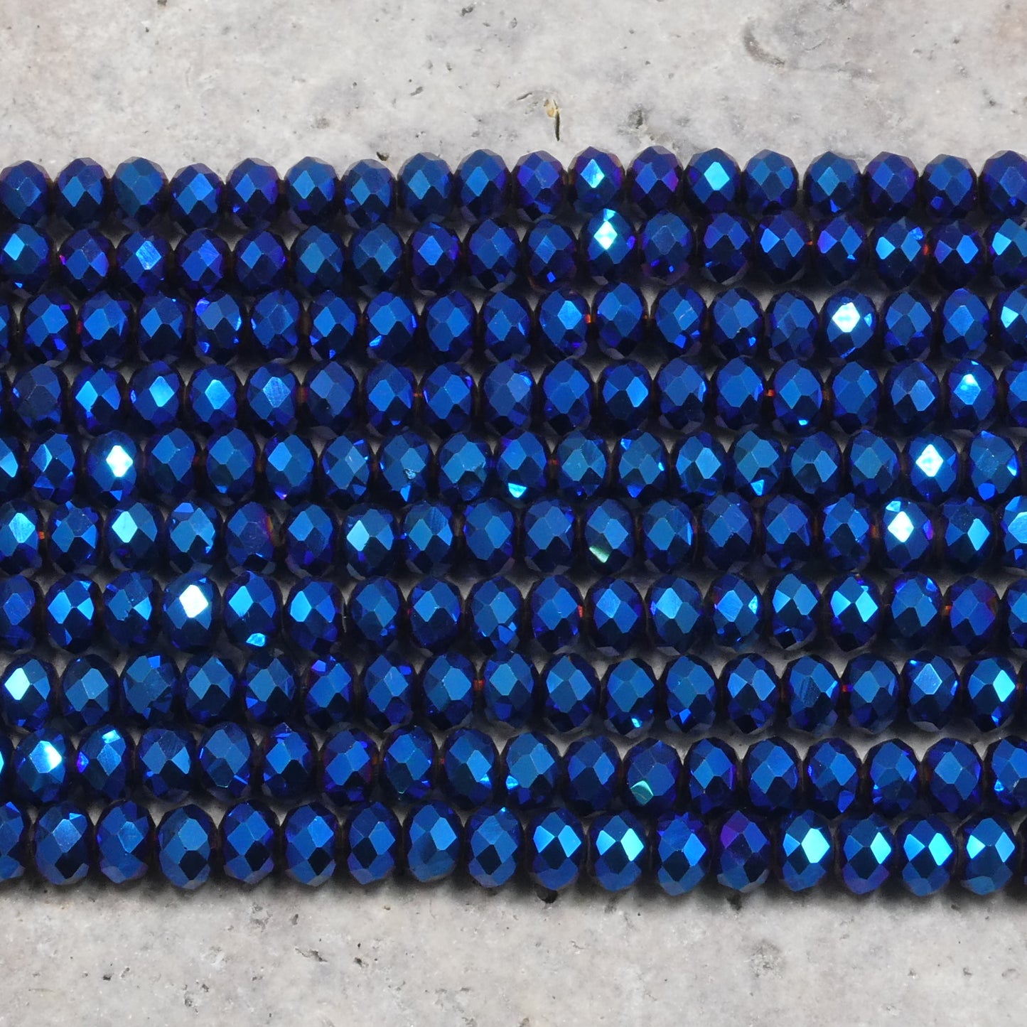 Crystal Faceted Rondelle Metallic Blue, 2mm 4mm 6mm 8mm