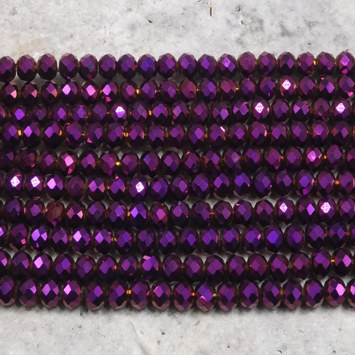 Crystal Faceted Rondelle Metallic Purple, 2mm 4mm 6mm 8mm