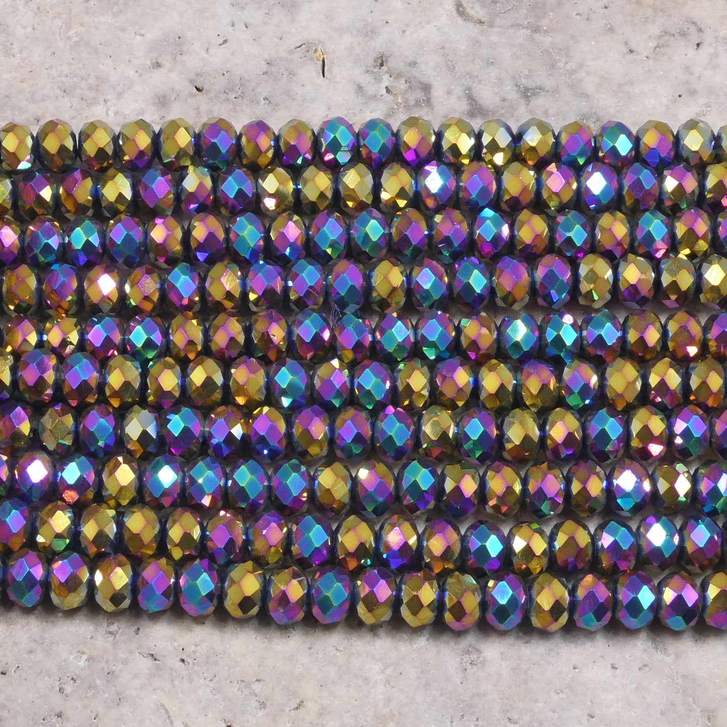Crystal Faceted Rondelle Metallic Rainbow, 2mm 4mm 6mm 8mm