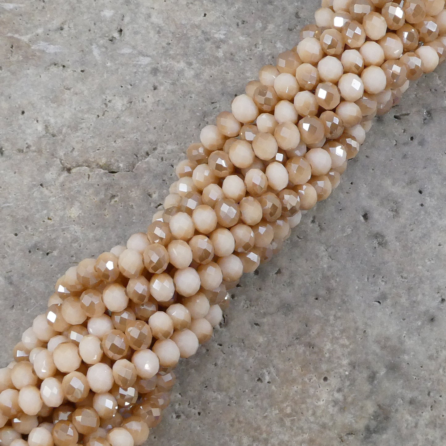 Crystal Faceted Rondelle Metallic Beige & Gold, 2mm 4mm 6mm 8mm
