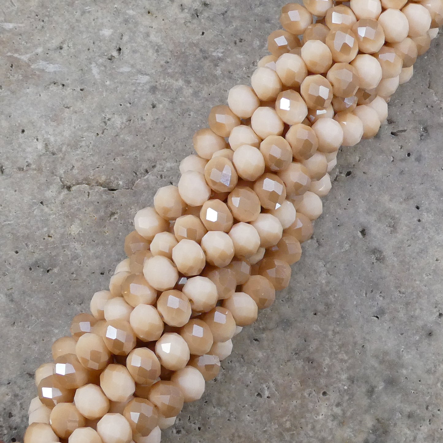 Crystal Faceted Rondelle Metallic Beige & Gold, 2mm 4mm 6mm 8mm