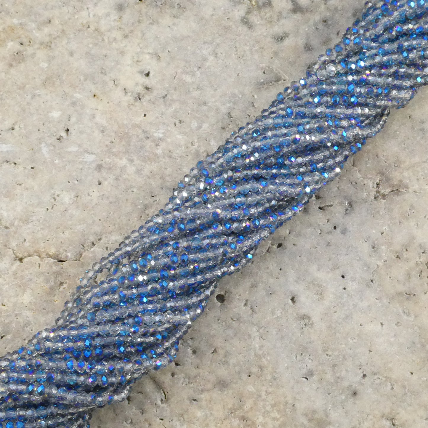 Crystal Rondelle Metallic Clear & Blue, 2mm 4mm 6mm 8mm