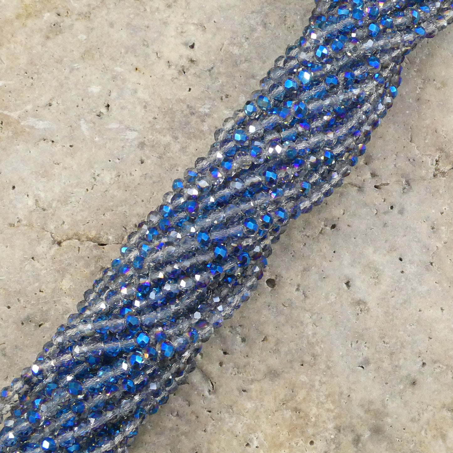 Crystal Rondelle Metallic Clear & Blue, 2mm 4mm 6mm 8mm