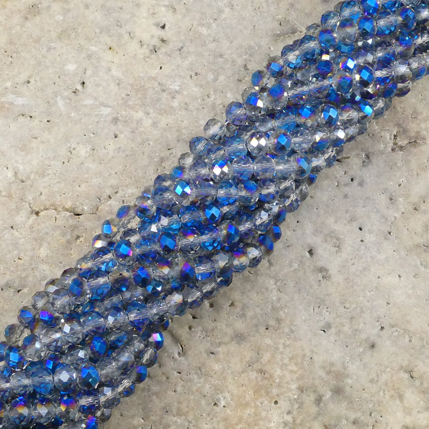 Crystal Rondelle Metallic Clear & Blue, 2mm 4mm 6mm 8mm