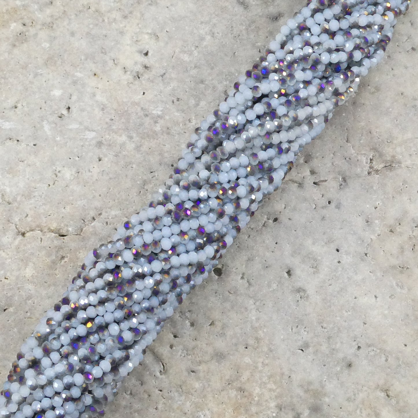 Crystal Faceted Rondelle Metallic Purple & White, 2mm 4mm 6mm 8mm
