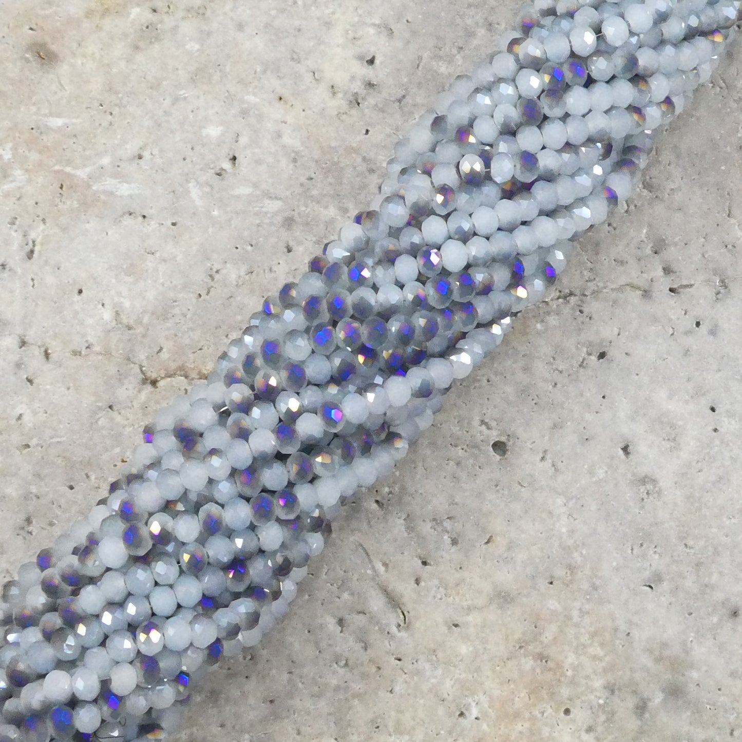 Crystal Faceted Rondelle Metallic Purple & White, 2mm 4mm 6mm 8mm