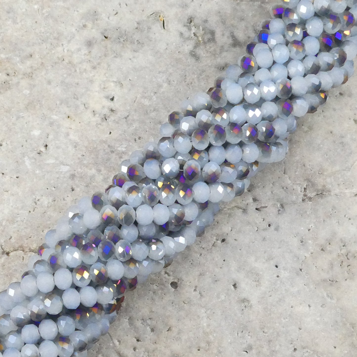 Crystal Faceted Rondelle Metallic Purple & White, 2mm 4mm 6mm 8mm