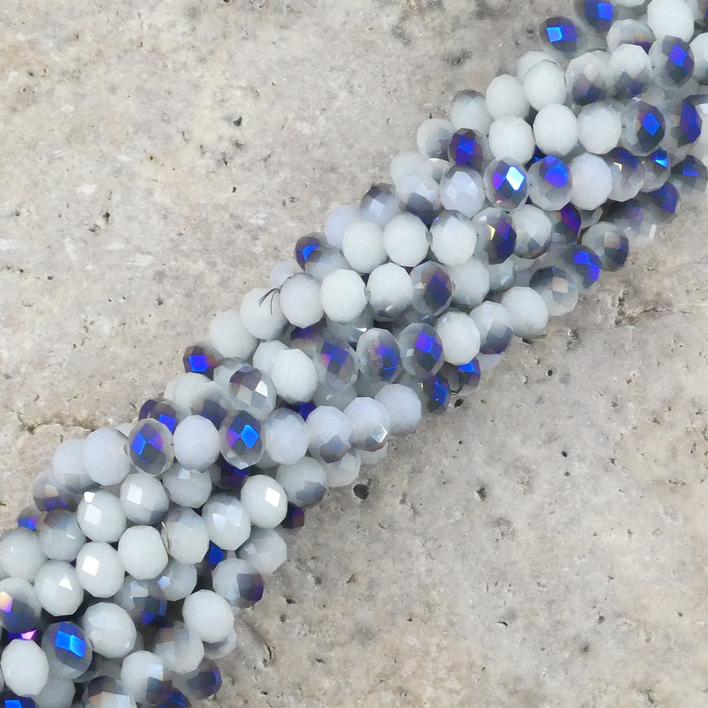 Crystal Faceted Rondelle Metallic Purple & White, 2mm 4mm 6mm 8mm