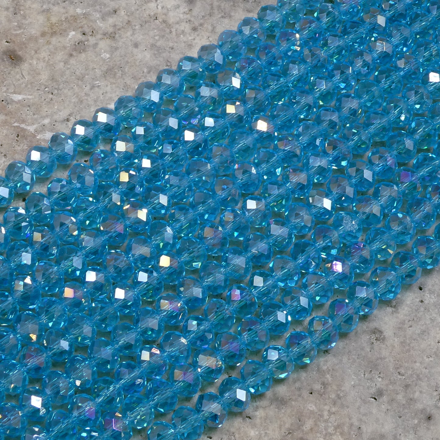 Crystal Faceted Rondelle Aquamarine AB, 2mm 4mm 6mm 8mm