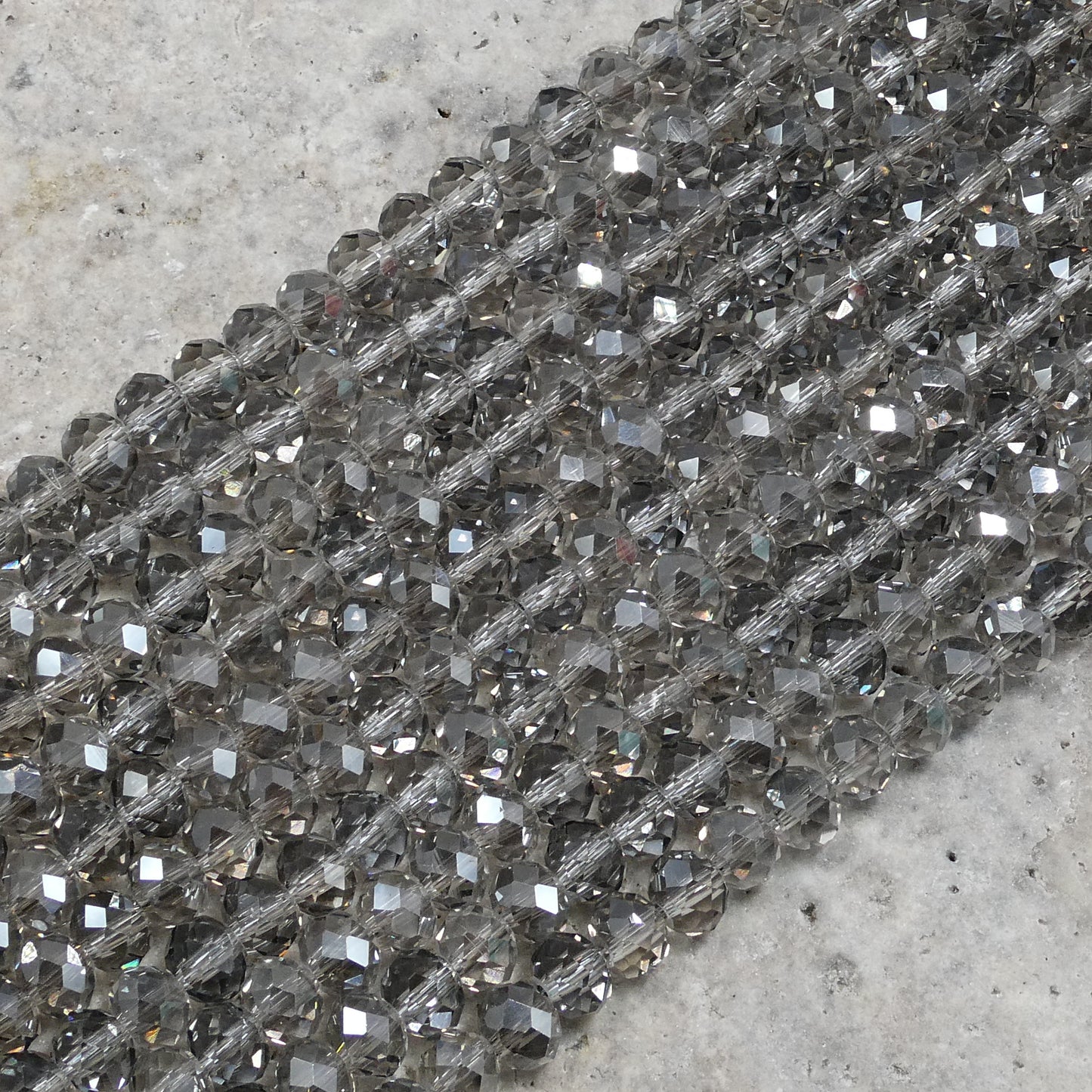 Crystal Faceted Rondelle Black Diamond AB, 2mm 4mm 6mm 8mm