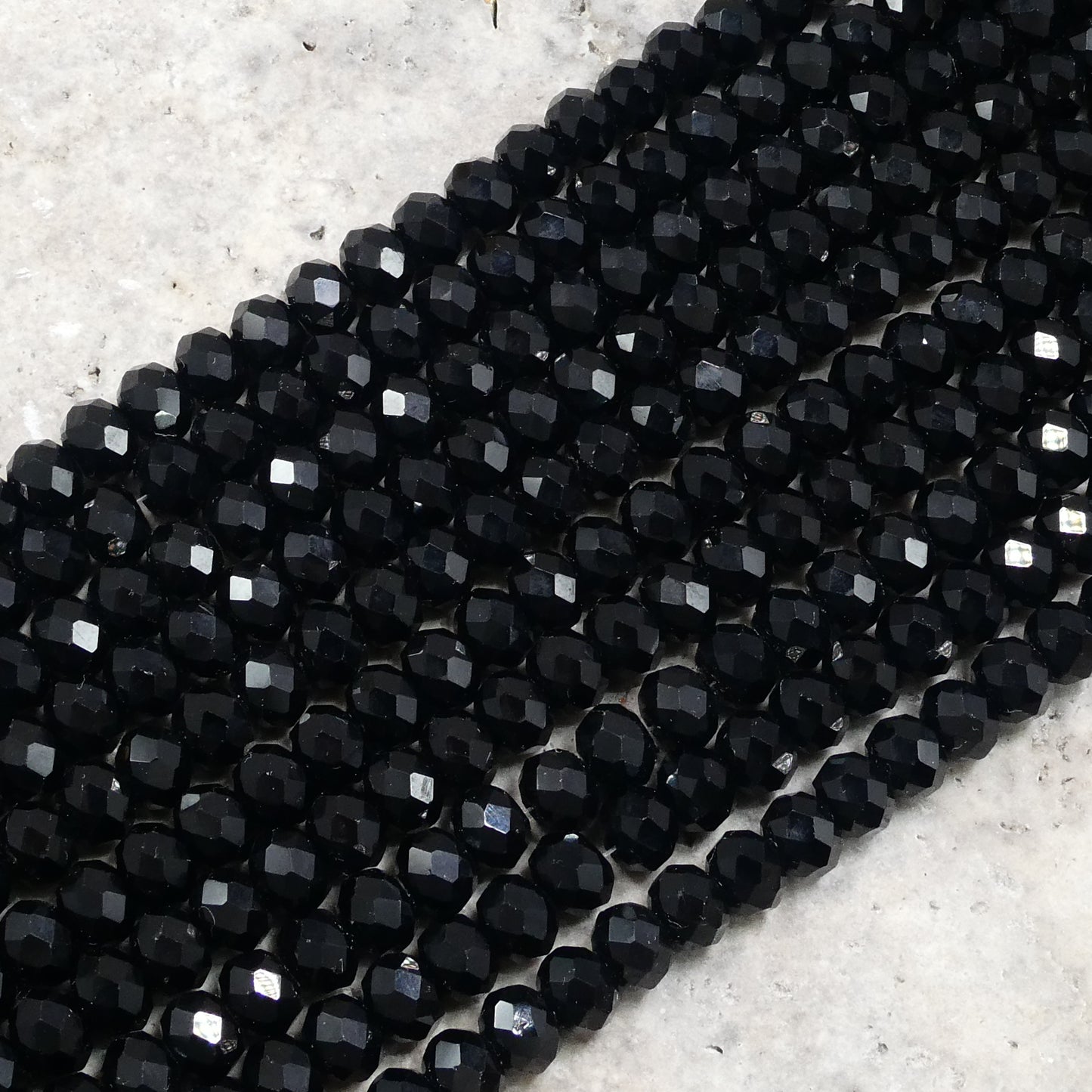 Crystal Faceted Rondelle Black , 2mm 4mm 6mm 8mm