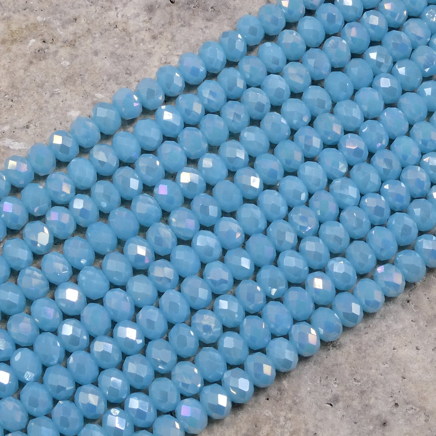 Crystal Faceted Rondelle Blue Sky Light Opaque, 2mm 4mm 6mm 8mm