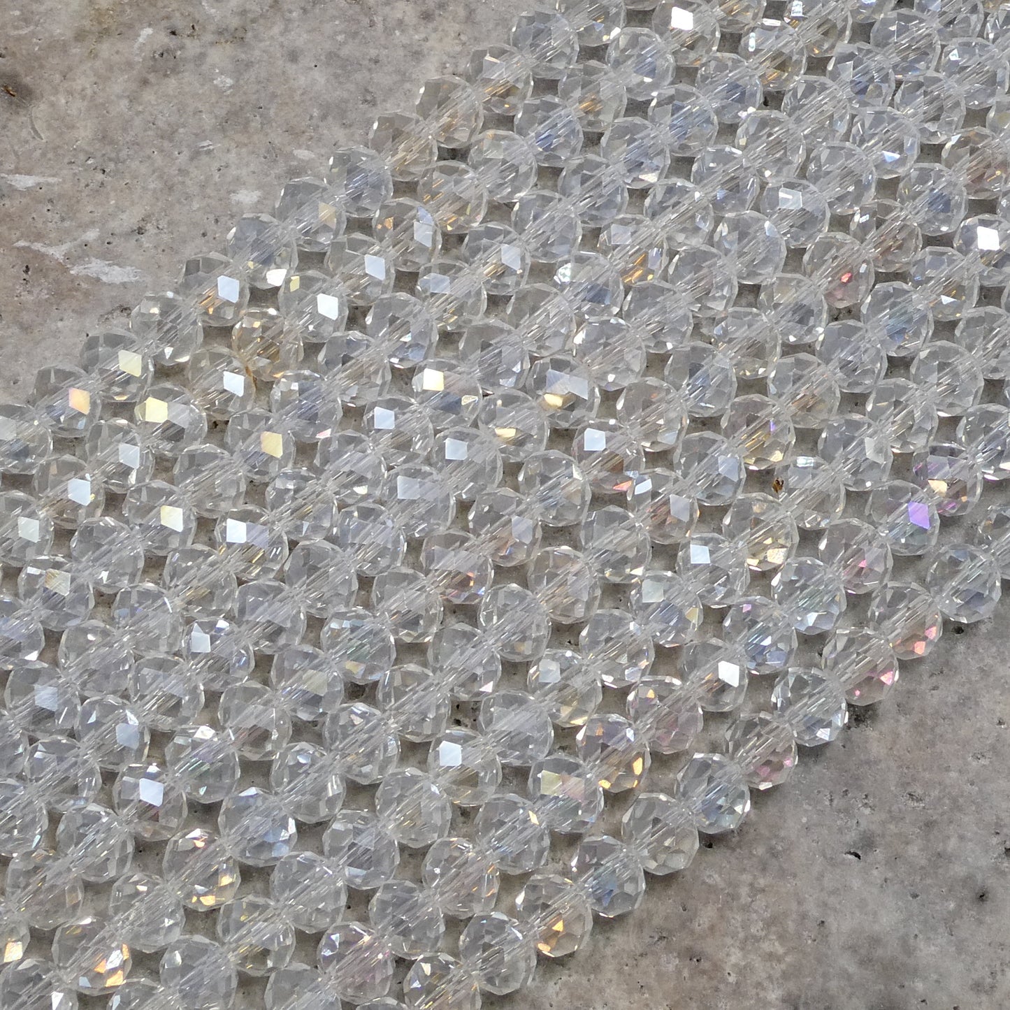Crystal Faceted Rondelle Clear AB, 2mm 4mm 6mm 8mm