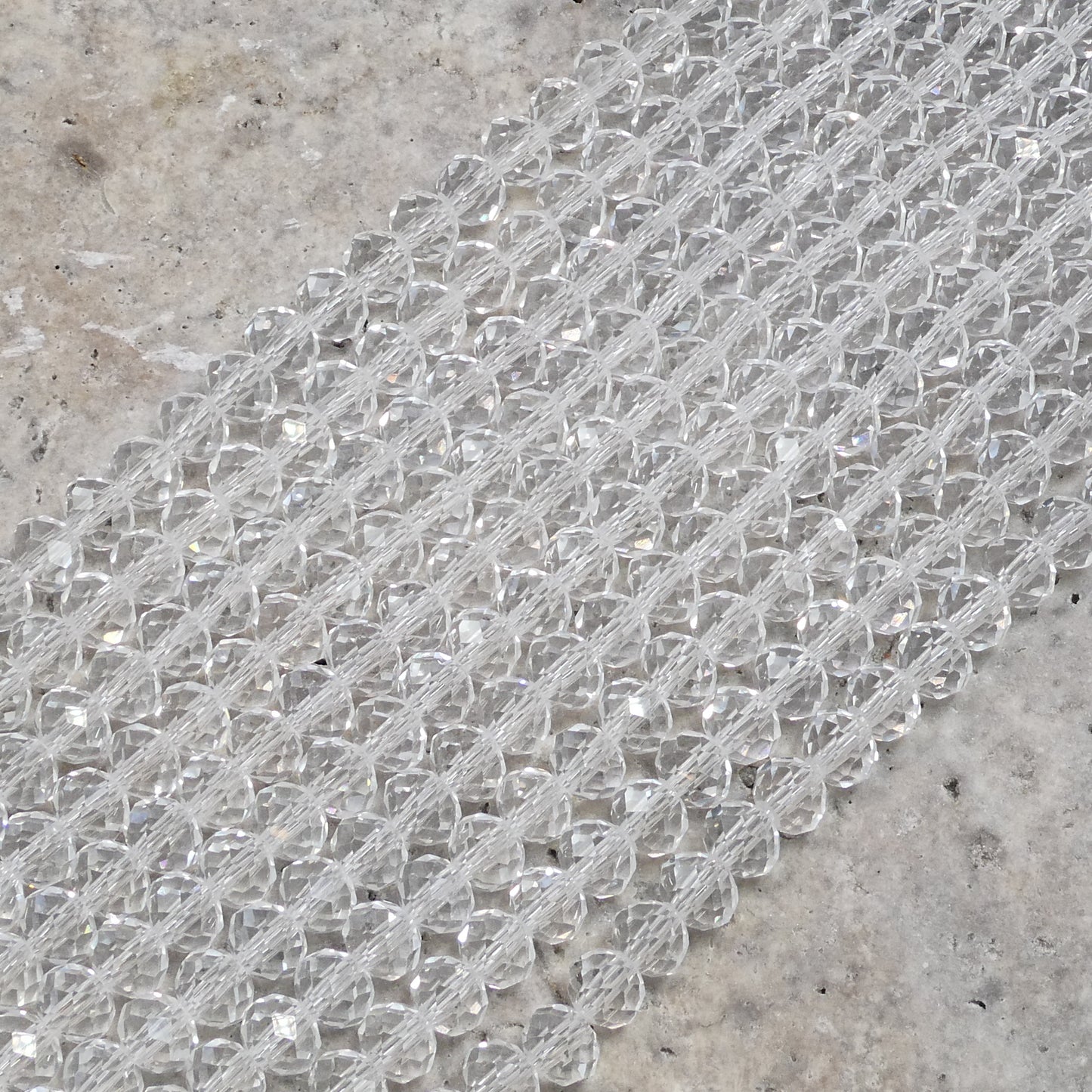 Crystal Faceted Rondelle Clear (No AB), 2mm 4mm 6mm 8mm