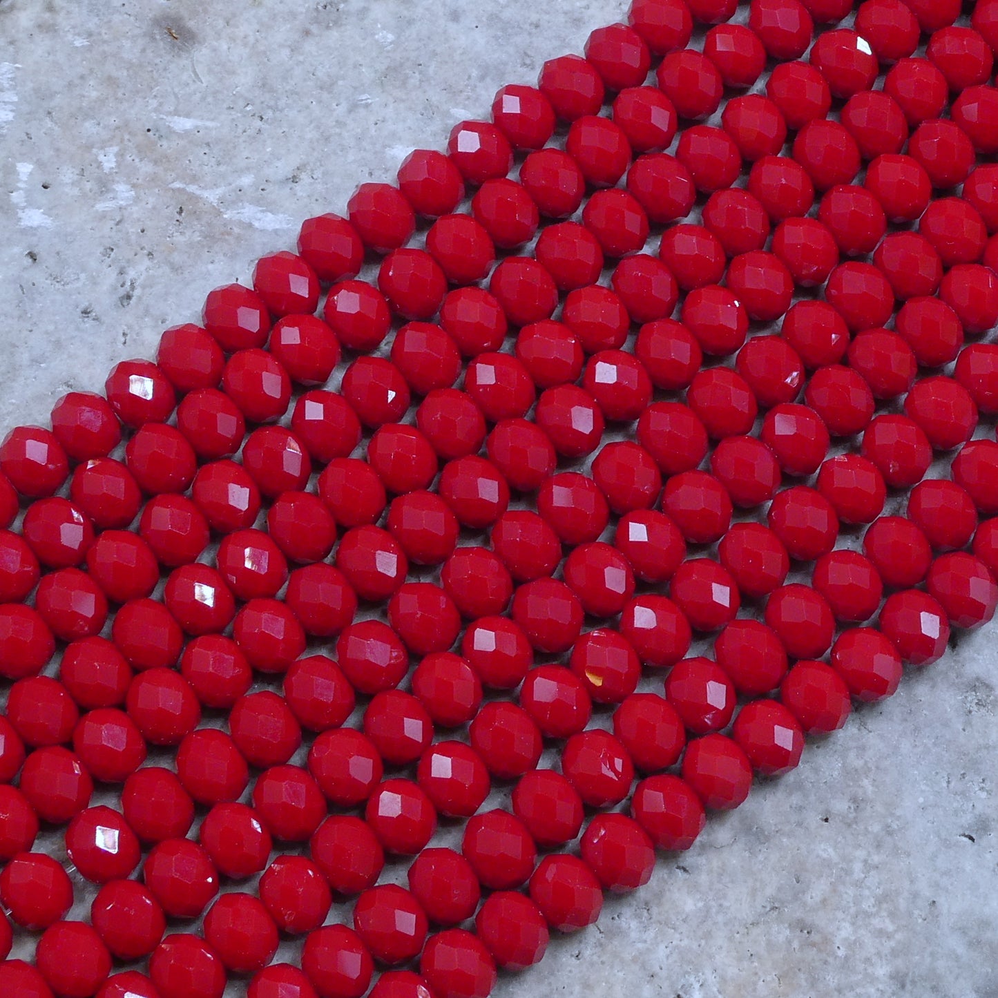 Crystal Faceted Rondelle Dark Red Coral, 2mm 4mm 6mm 8mm