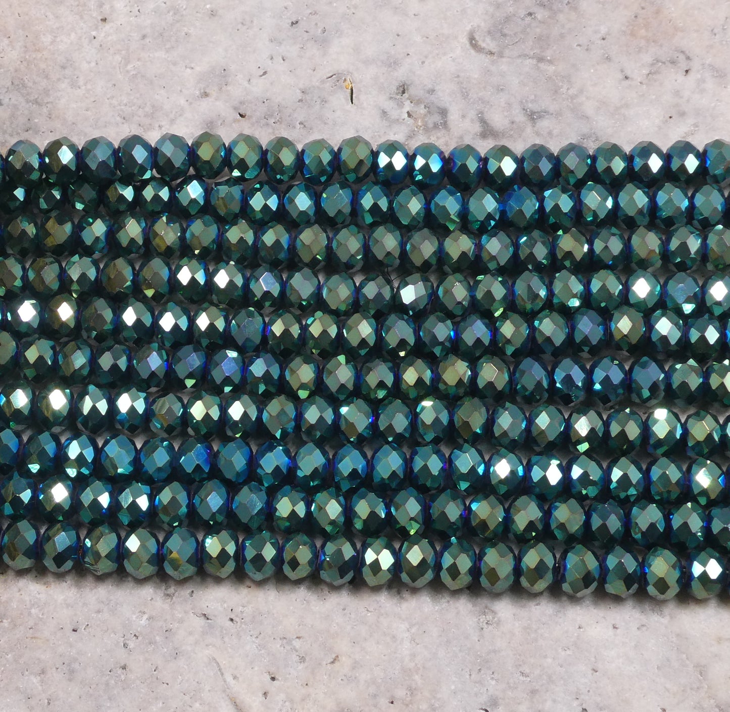 Crystal Faceted Rondelle Metallic Green Iris, 2mm 4mm 6mm 8mm