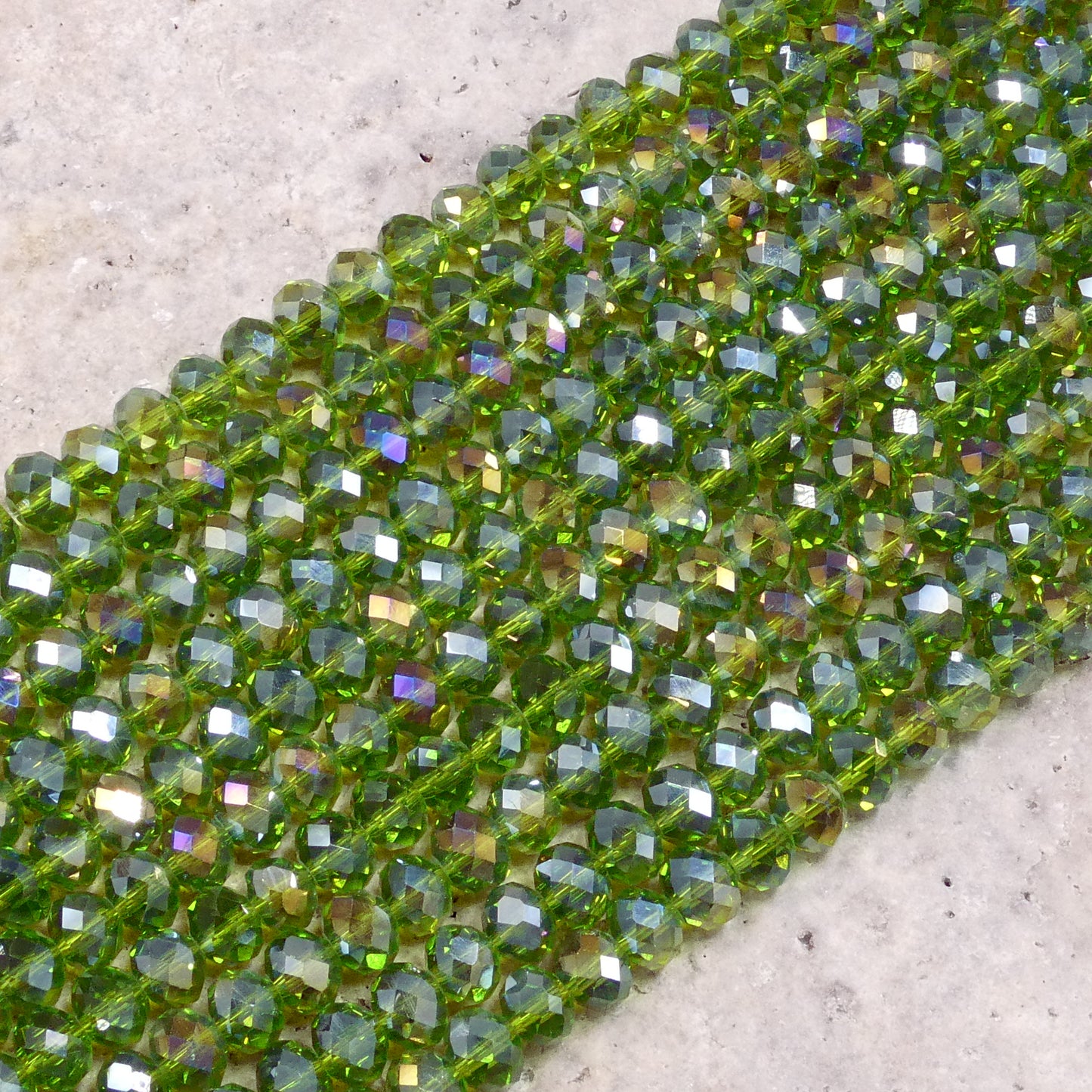 Crystal Faceted Rondelle Olivine Green AB, 2mm 4mm 6mm 8mm