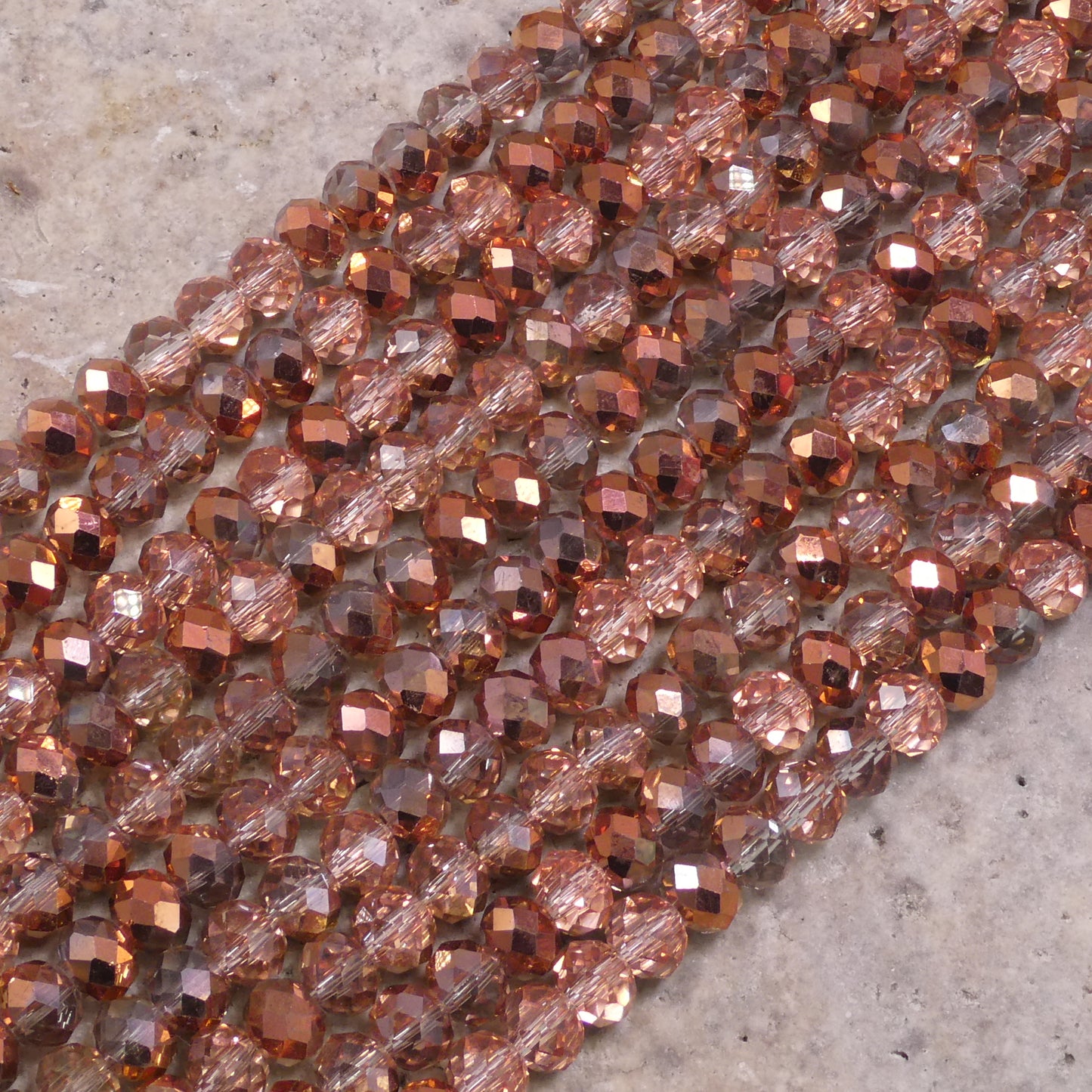Crystal Faceted Rondelle Rose Gold AB, 2mm 4mm 6mm 8mm