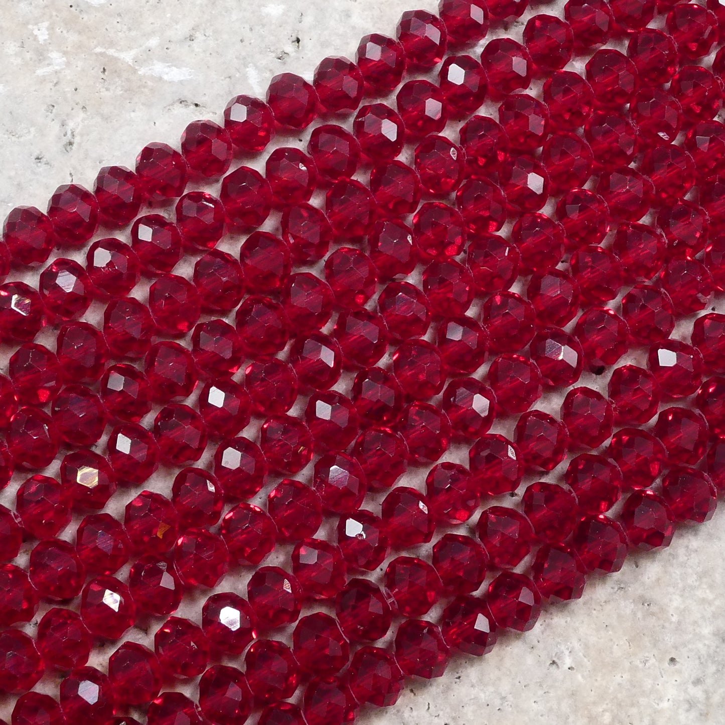 Crystal Faceted Rondelle Ruby Red, 2mm 4mm 6mm 8mm