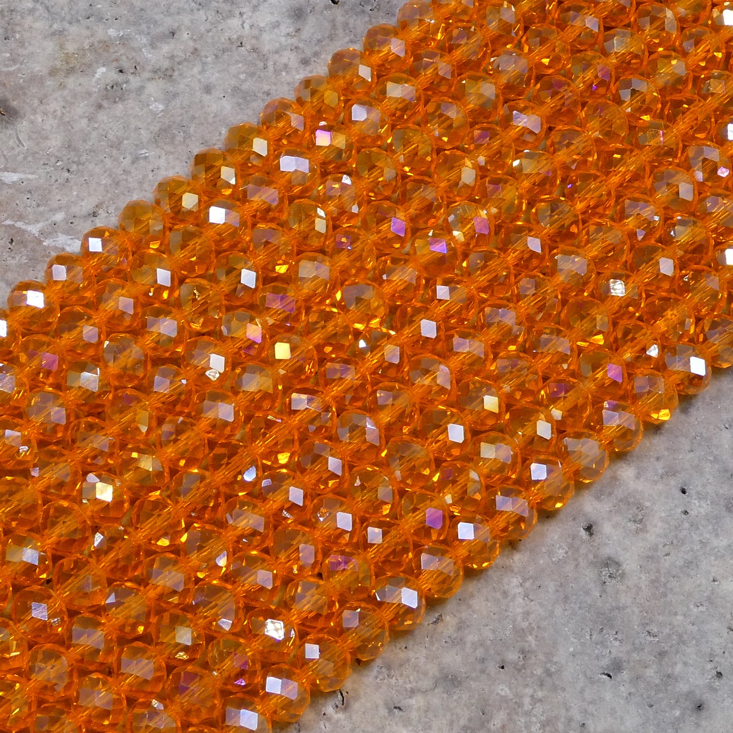 Crystal Faceted Rondelle Sun Orange AB, 2mm 4mm 6mm 8mm