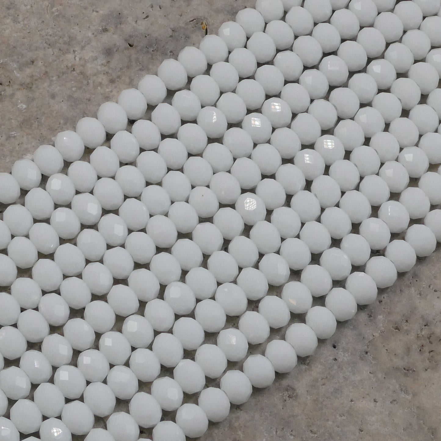 Crystal Faceted Rondelle White Alabaster, 2mm 4mm 6mm 8mm